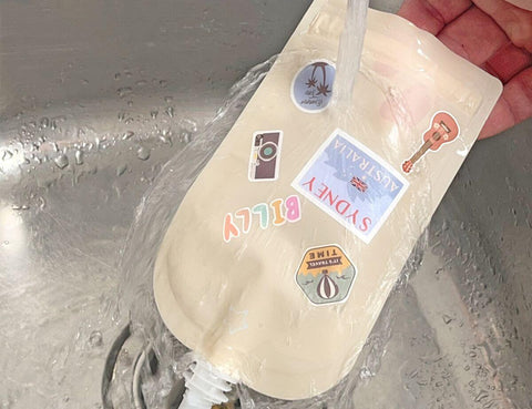 Sticker Set Reusable Food Pouches 150ml 5PK with 130+ Letter/Picture Stickers | Retro Rainbow