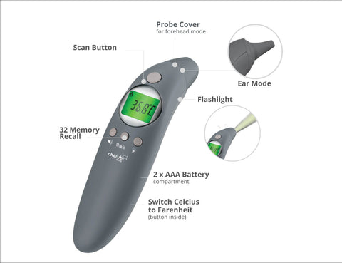 4 in 1 Infrared Thermometer/ Digital Ear And Forehead V2 - Slate