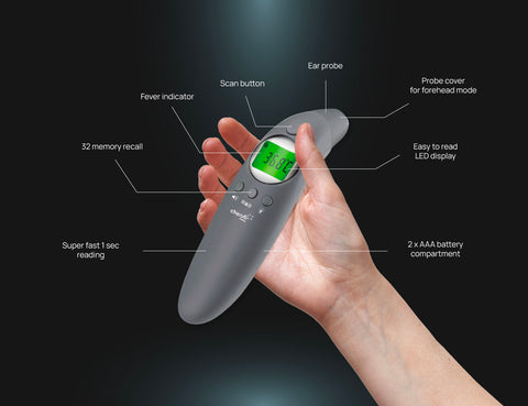 4 in 1 Infrared Thermometer/ Digital Ear And Forehead V2 - Slate