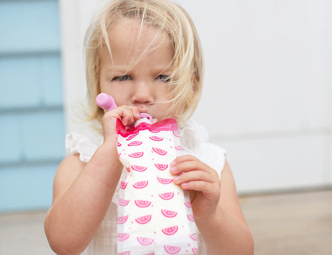 Silicone Food Pouch Soft Spouts 2PK - Peach/Blush