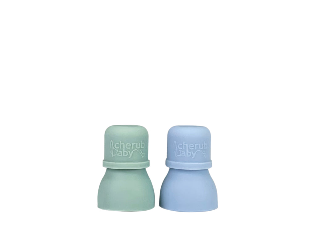Silicone Food / Yogurt Pouch Soft Spouts 2PK - Cerulean/Sage