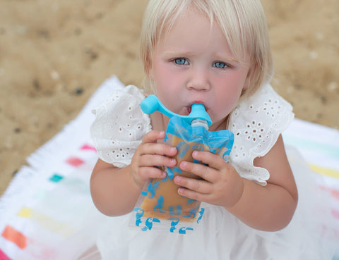 Silicone Food Pouch Soft Spouts 2PK - Aqua/Mint